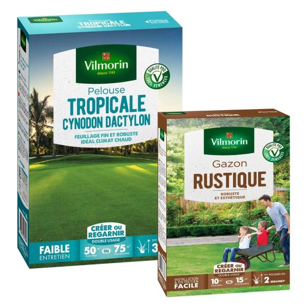 Tropical - Pelouse Tropicale - Cynodon Dactylon - 500 g + Gazon Rustique - 250 g - face recto